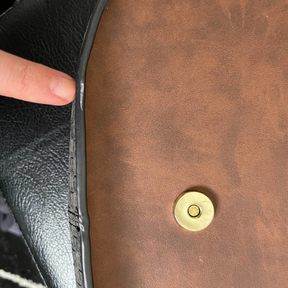 Desigual Crossbody Shoulder Purse Mixed Patchwork Pattern Pockets Brown - Picture 4 of 13